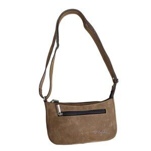 D Luciano Women's Light Brown Suede Leather Shoulder Bag Sz S